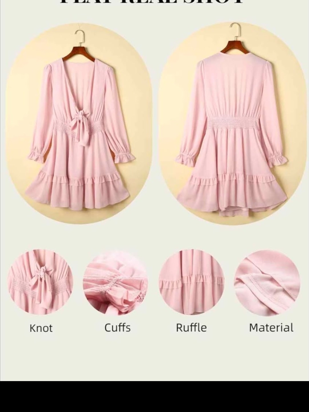 Smocked Waist Pink Tie-Front Ruffle Mini Dress - Picture 2 of 3